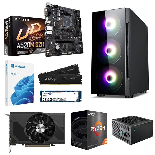 Build-Your-Own PC DIY Kit - AMD Ryzen 5, GeForce RTX 4060, 32GB RAM, 1TB SSD